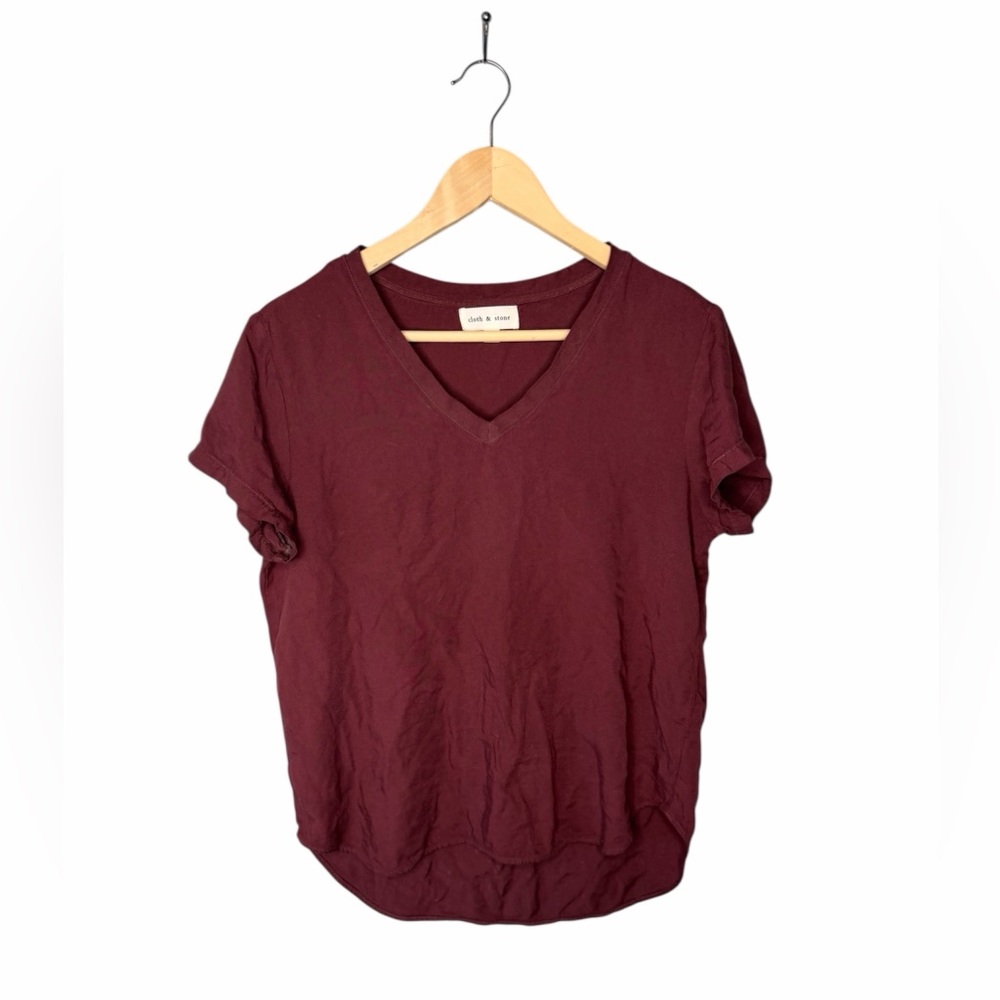 Anthropologie x Cloth & Stone Maroon V-Neck T